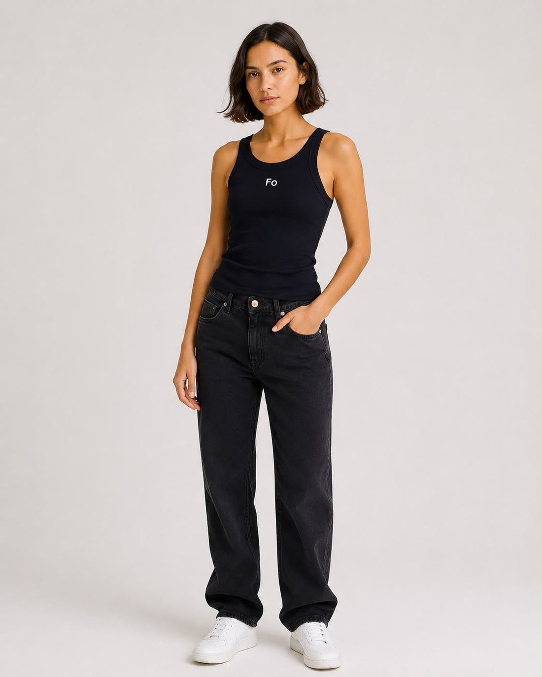 Tank Top Femenino Negro Estampado Negro