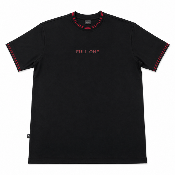T-Shirt Masculino Negro Puños y Cuellos Tejidos